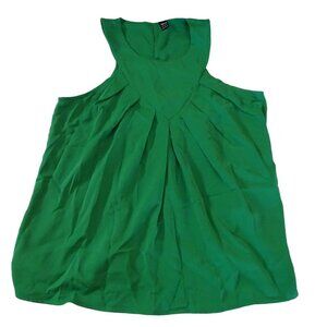 Skue Green Sleeveless Pleated Blouse Babydoll Top Women Size M Keyhole Back